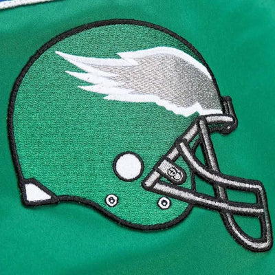 Philadelphia Eagles Vintage Logo Full-Zip Varsity Green Satin Lightweight Men's Bomber Jacket