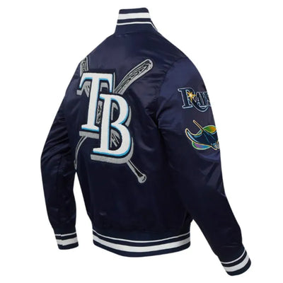 Tampa Bay Rays Mashup Classic Rib Navy Blue Full-Snap Satin Men's Jacket