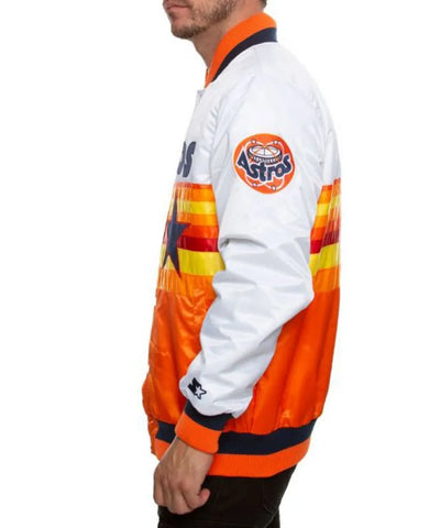 Houston Astros Tri Color Satin Bomber Men's Jacket