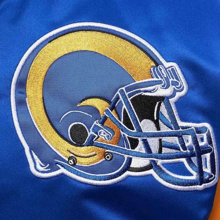 Los Angeles Rams Heavyweight Full-Snap Varsity Royal Blue Satin Men's Bomber Jacket
