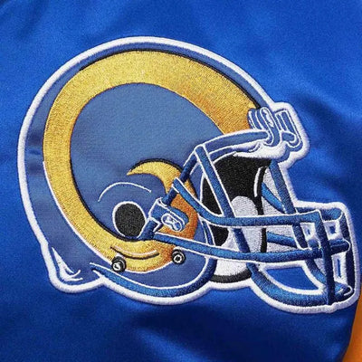 Los Angeles Rams Heavyweight Full-Snap Varsity Royal Blue Satin Men's Bomber Jacket