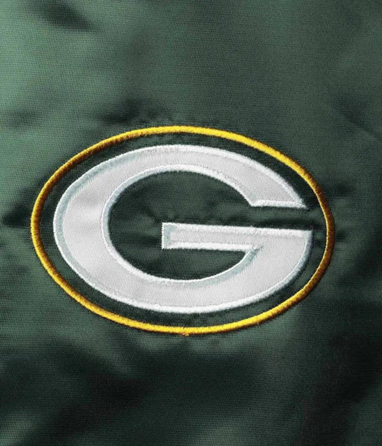 Green Bay Packers Leader Full-Snap Varsity Yellow and Green Satin Men's Bomber Jacket