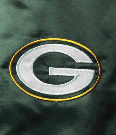 Green Bay Packers Leader Full-Snap Varsity Yellow and Green Satin Men's Bomber Jacket