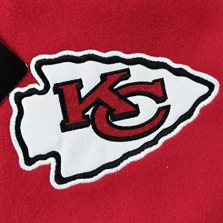 Kansas City Chiefs Thick Red Wool and White Genuine Leather Sleeves Men's Varsity Letterman Jacket