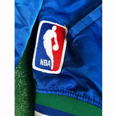 90’s Minnesota Timberwolves Full-Snap Varsity Blue Satin Men's Bomber Jacket
