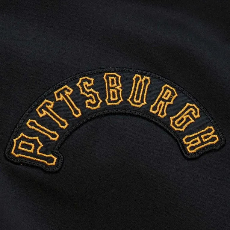 Pittsburgh Pirates Vintage Logo Full-Zip Bomber Black Satin Men's Jacket