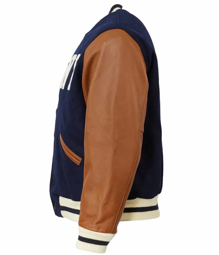 1940 New York Yankees Varsity Navy Blue Wool and Brown Leather Men's Jacket