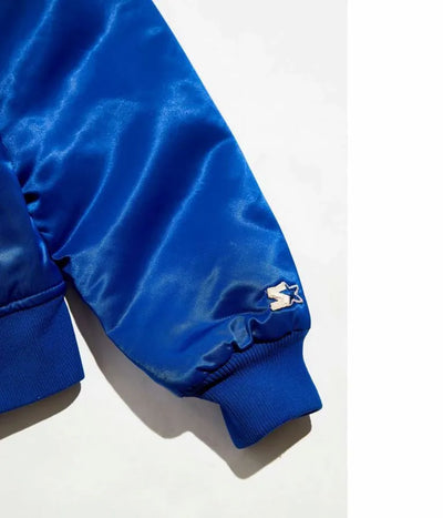 New York Giants Full-Snap Varsity Blue Satin Men's Bomber Jacket