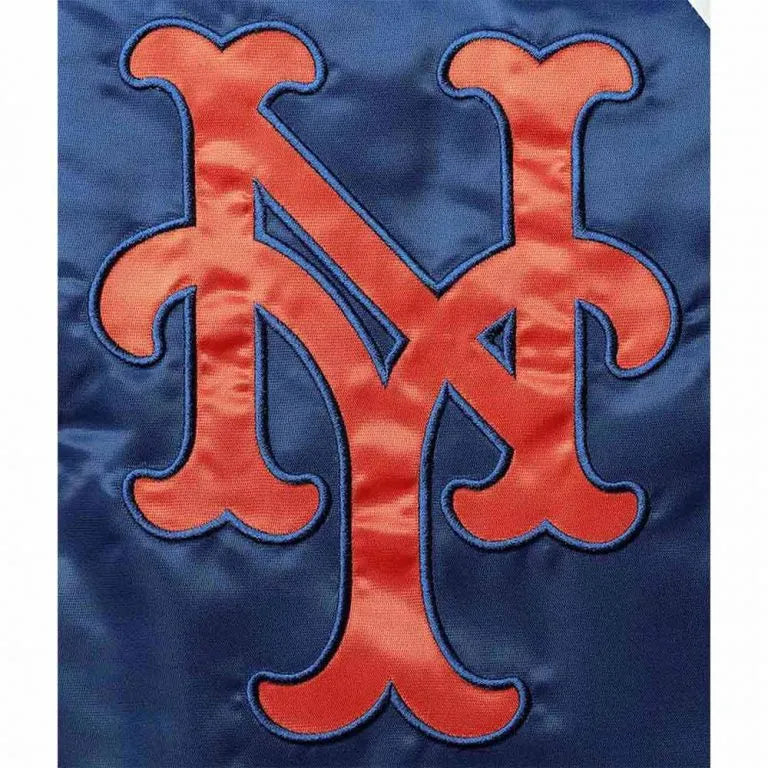 NY Mets Varsity Royal/Orange Tri-Color Full-Snap Satin Men's Jacket