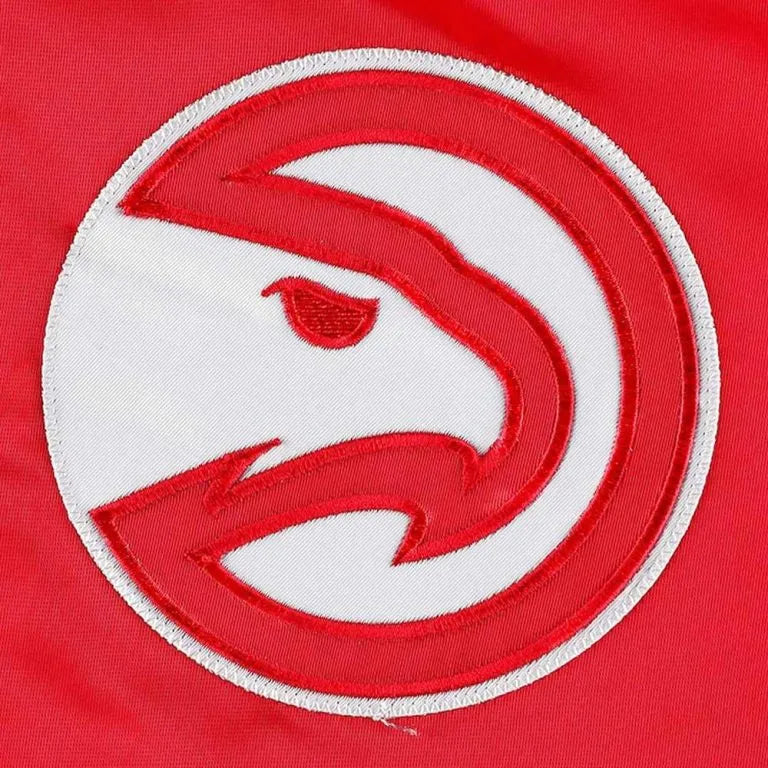Atlanta Hawks Pick and Roll Full-Snap Varsity Red Satin Men's Bomber Jacket