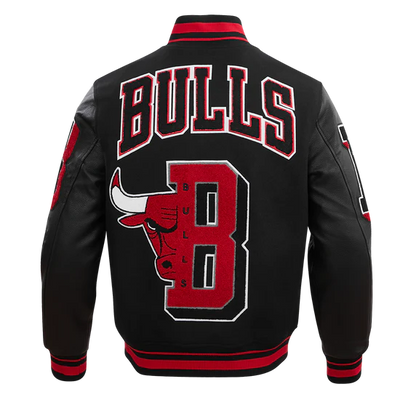 Chicago Bulls Mashup Black Wool & Genuine Leather Sleeves Men's Varsity Letterman Jacket