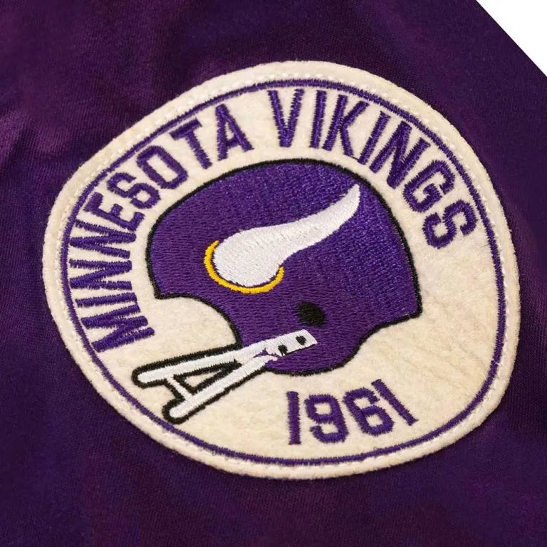Minnesota Vikings Full-Snap Varsity Purple Satin Men's Bomber Windbreaker Jacket