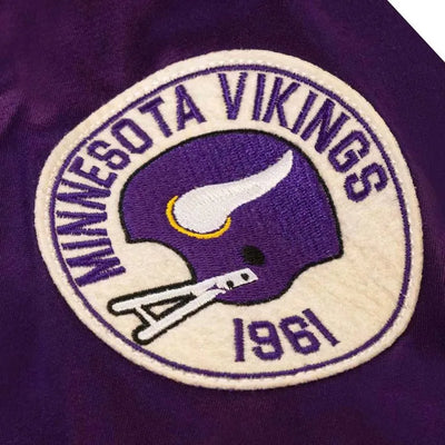 Minnesota Vikings Full-Snap Varsity Purple Satin Men's Bomber Windbreaker Jacket