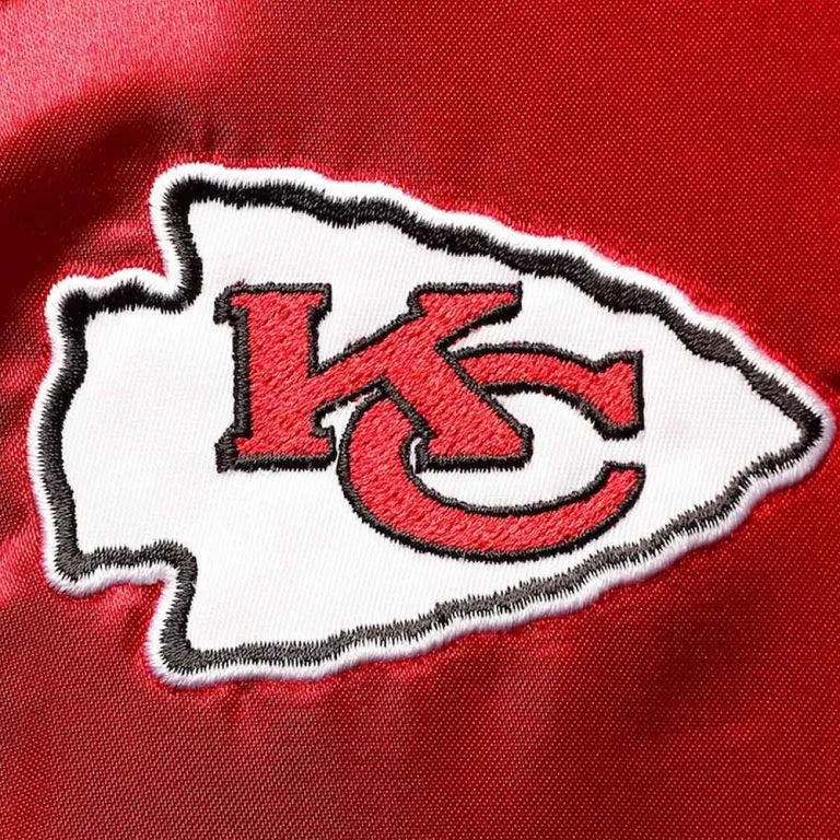 Kansas City Chiefs Team 2.0 Full-Snap Varsity Red and Gold Satin Men's Bomber Jacket