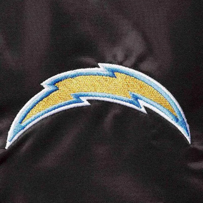 Los Angeles Chargers Locker Room Full-Snap Varsity Black Satin Men's Bomber Jacket