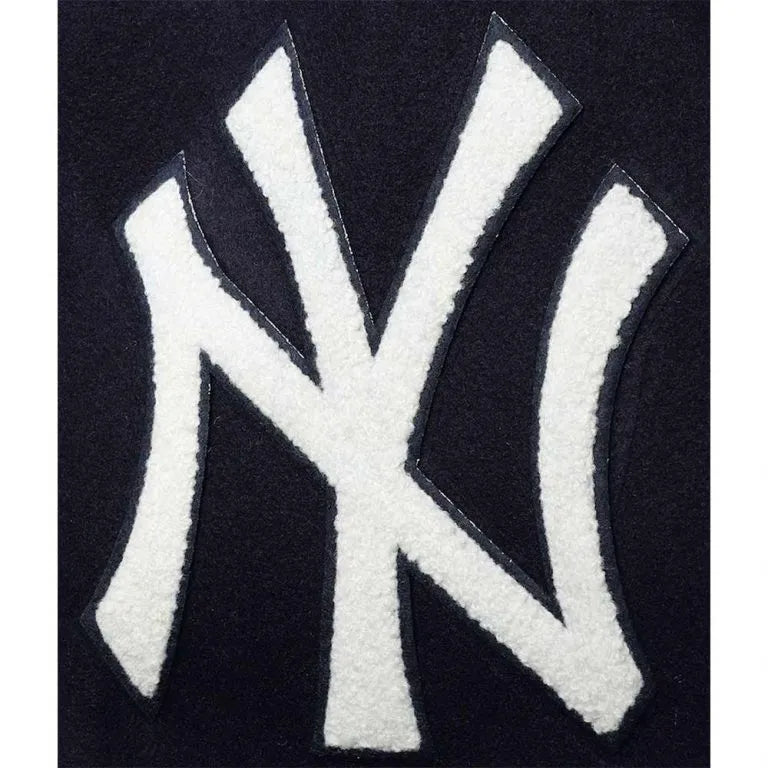 New York Yankees Logo Navy Blue Wool & White Leather Varsity Men's Jacket