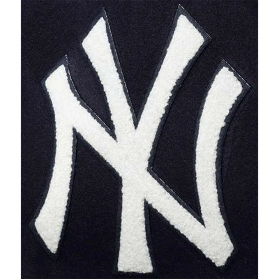 New York Yankees Logo Navy Blue Wool & White Leather Varsity Men's Jacket