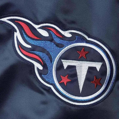 Tennessee Titans The Diamond Full-Snap Varsity Navy Blue Satin Men's Bomber Jacket