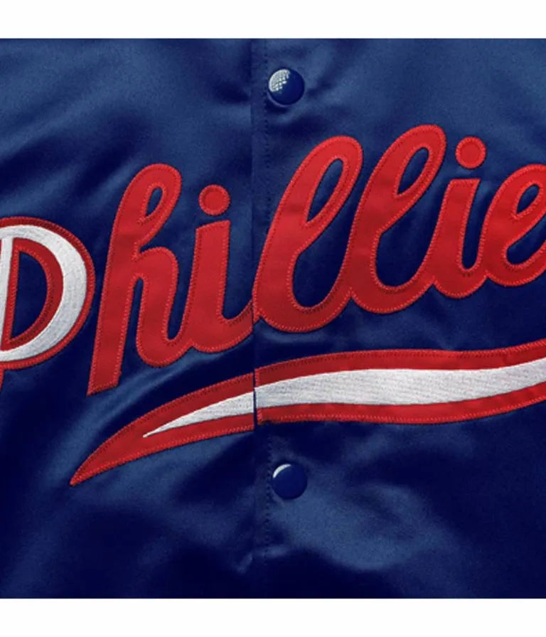 Philadelphia Phillies Bomber Full-Snap Navy Blue Satin Lightweight Men's Jacket