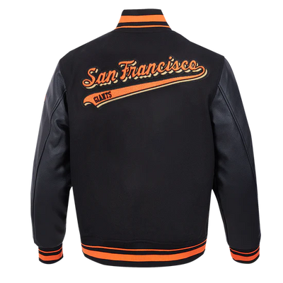 San Francisco Giants Script Tail Black Wool & Leather Sleeves Varsity Men's Jacket