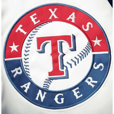 Texas Rangers Clean-Up Hitter White/Blue Satin Full-Snap Men's Jacket