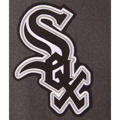 Chicago White Sox Charcoal Wool & Black Leather Sleeves Full-Snap Varsity Men's Jacket