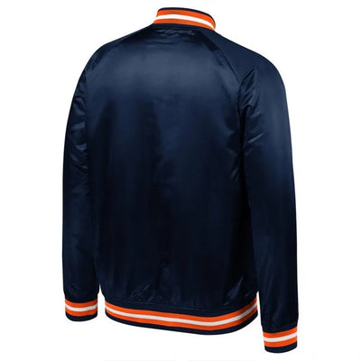 Detroit Tigers Navy Blue Satin Bomber Full-Snap Men's Jacket