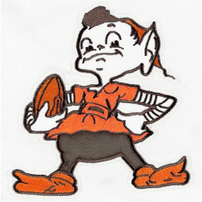 Cleveland Browns The Power Forward Full-Snap Varsity White Satin Men's Bomber Jacket