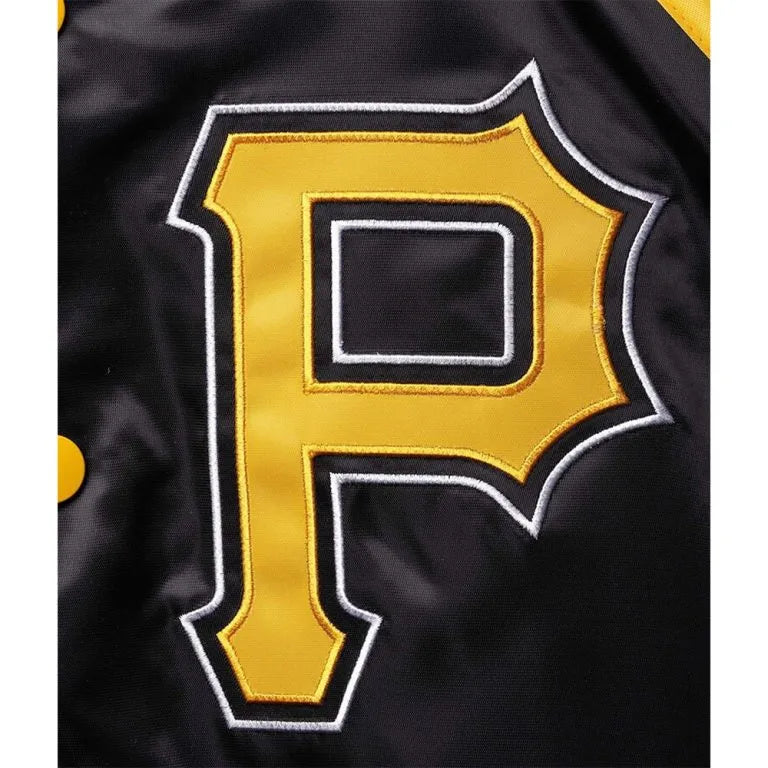 Pittsburgh Pirates Full-Snap Varsity Black/Yellow Satin Men's Jacket
