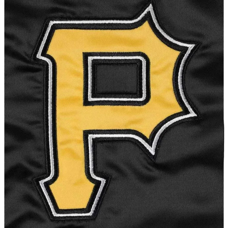 Pittsburgh Pirates Midfield Varsity Black Satin Full-Snap Men's Jacket