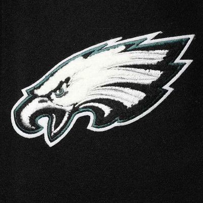 Philadelphia Eagles Black Wool & White Genuine Leather Sleeves Men's Varsity Letterman Jacket