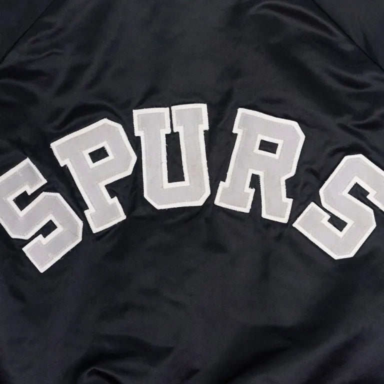 80’s San Antonio Spurs Scout I Full-Snap Varsity Black Satin Men's Bomber Jacket