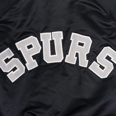 80’s San Antonio Spurs Scout I Full-Snap Varsity Black Satin Men's Bomber Jacket