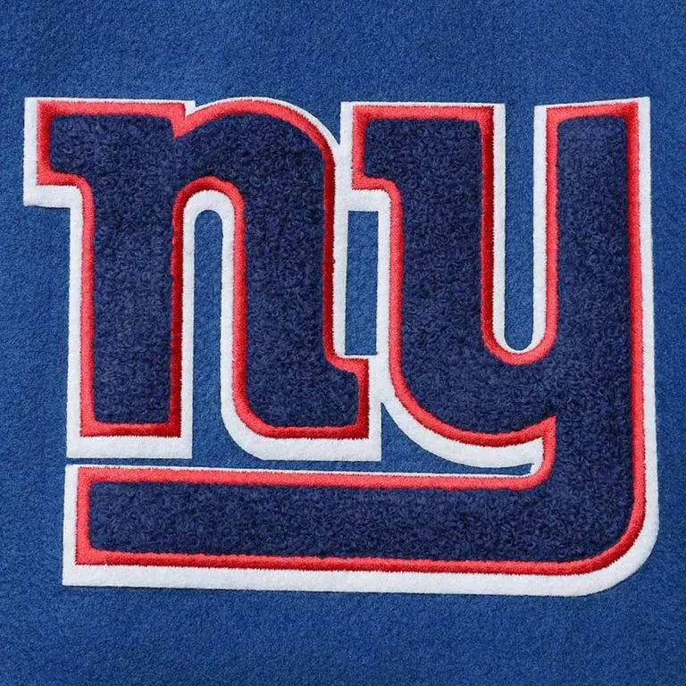 New York Giants Logo Royal Blue Wool & White Genuine Leather Sleeves Men's Varsity Letterman Jacket