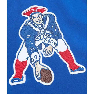 New England Patriots Midweight Full-Snap Varsity Royal Blue Satin Men's Bomber Jacket