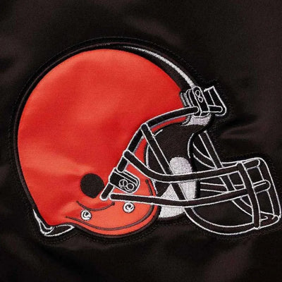 Cleveland Browns The Diamond Retro Full-Snap Varsity Brown Satin Men's Bomber Jacket