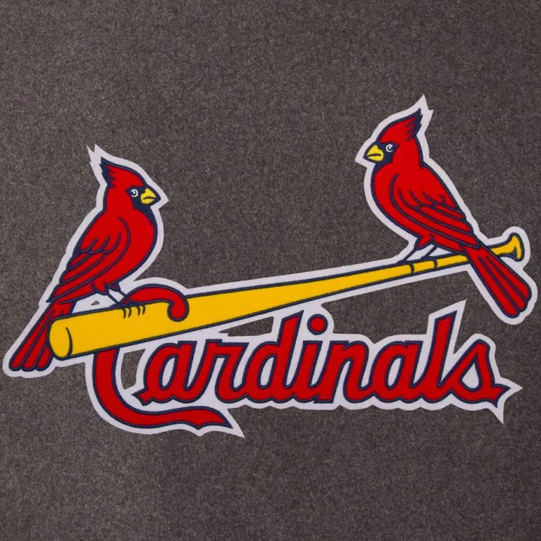 Louis Cardinals Charcoal Wool & Navy Blue Leather Sleeves Varsity Men's Jacket