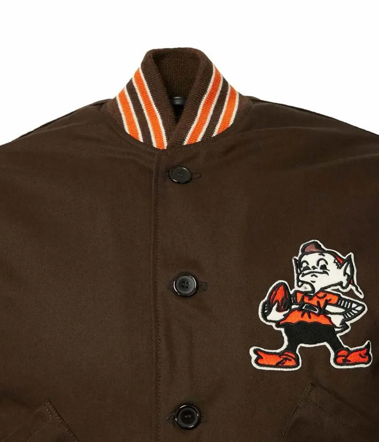 1950 Cleveland Browns Varsity Brown Satin Men's Bomber Jacket