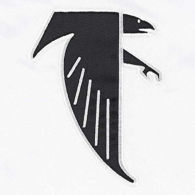 Atlanta Falcons The Power Forward Full-Snap Varsity White Satin Men's Bomber Jacket