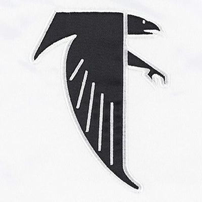 Atlanta Falcons The Power Forward Full-Snap Varsity White Satin Men's Bomber Jacket