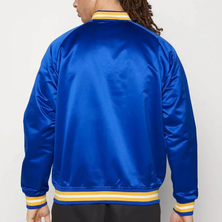 Los Angeles Chargers Lightweight Full-Snap Varsity Royal Blue Satin Men's Bomber Jacket