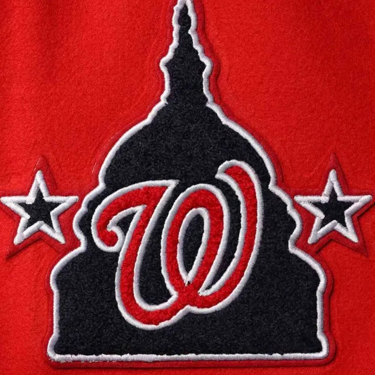 Washington Nationals Red Wool & White Leather Sleeves Varsity Men's Jacket