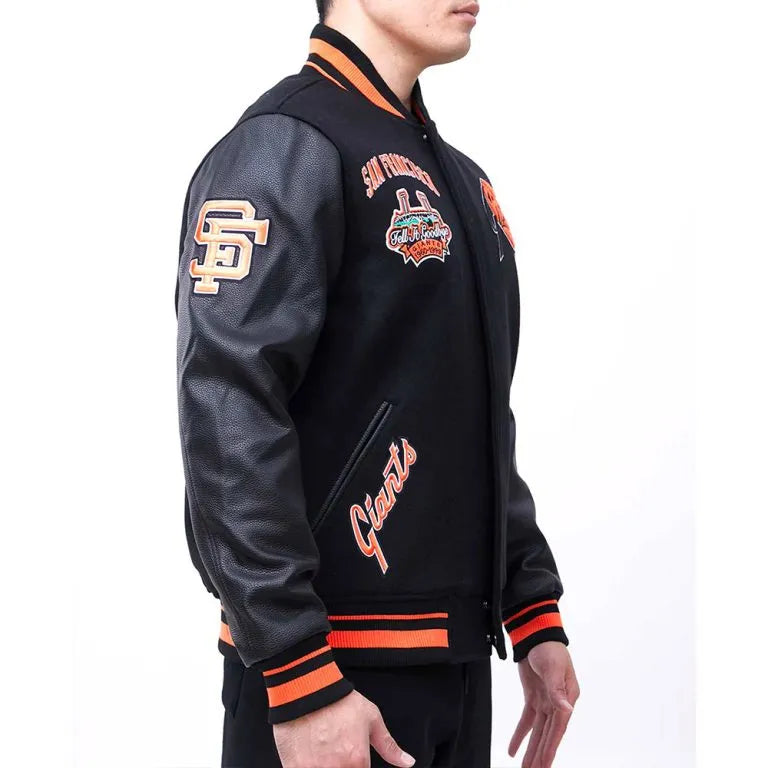 San Francisco Giants Black Wool & Leather Sleeves Varsity Men's Jacket
