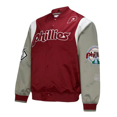 Philadelphia Phillies Cooperstown Team Origins Full-Snap Burgundy/Gray Satin Men's Jacket