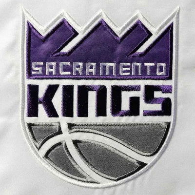 Sacramento Kings Renegade Full-Snap Varsity Purple and White Satin Men's Bomber Jacket