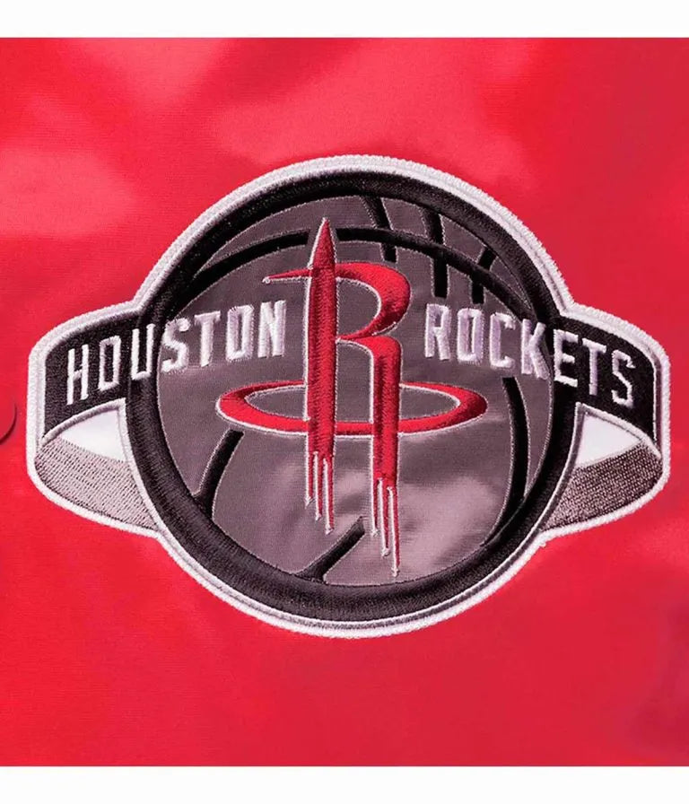 Houston Rockets The Diamond Classic Full-Snap Varsity Red Satin Men's Bomber Jacket