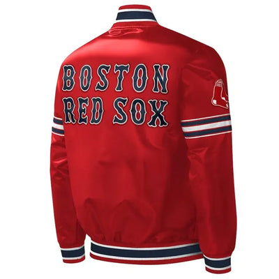 Boston Red Sox Midfield Red Satin Varsity Full-Snap Men's Bomber Jacket