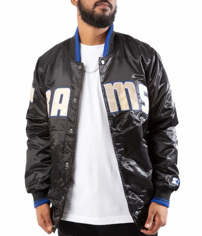 Los Angeles Rams Full-Snap Varsity Black Satin Men's Bomber Jacket