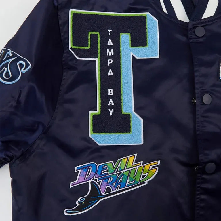 Tampa Bay Rays Mashup Classic Rib Navy Blue Full-Snap Satin Men's Jacket
