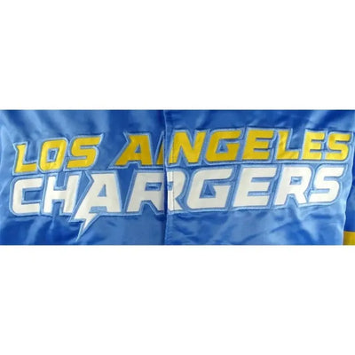 Los Angeles Chargers Striped Full-Snap Varsity Royal Blue Satin Men's Bomber Jacket